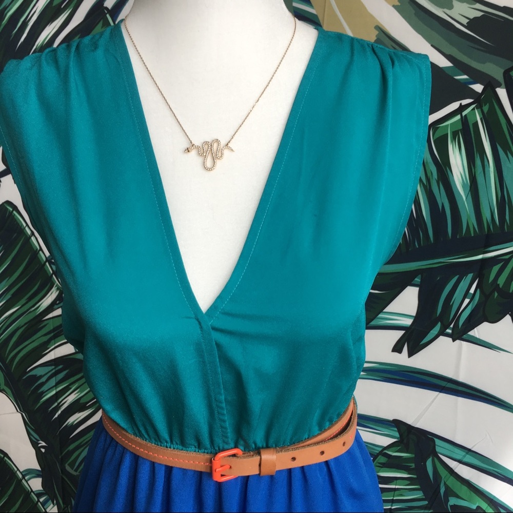 🌷SPRING SALE!🌷 Cute Sleeveless Teal Blue Dress - Picture 3 of 8